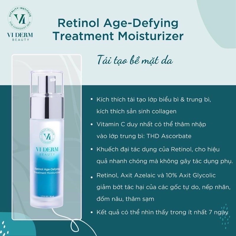 Kem VI DERM Retinol Age Dưỡng ẩm, Chống Lão Hóa Da Toàn Diện - VI Derm Retinol Age-Defying Treatment Moisturizer 50ml