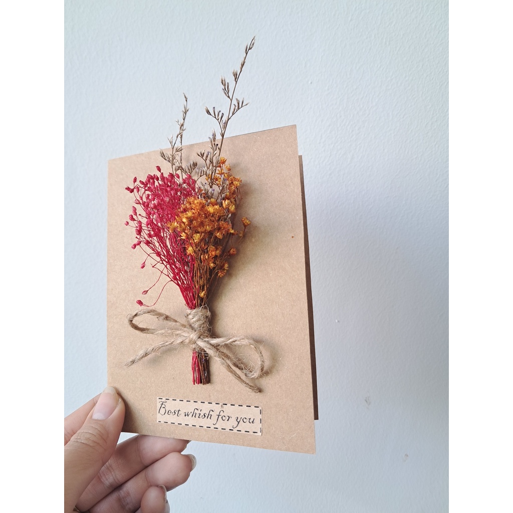 Thiệp hoa khô mini, bỏ vào hộp quà tặng valetine, sinh nhật.