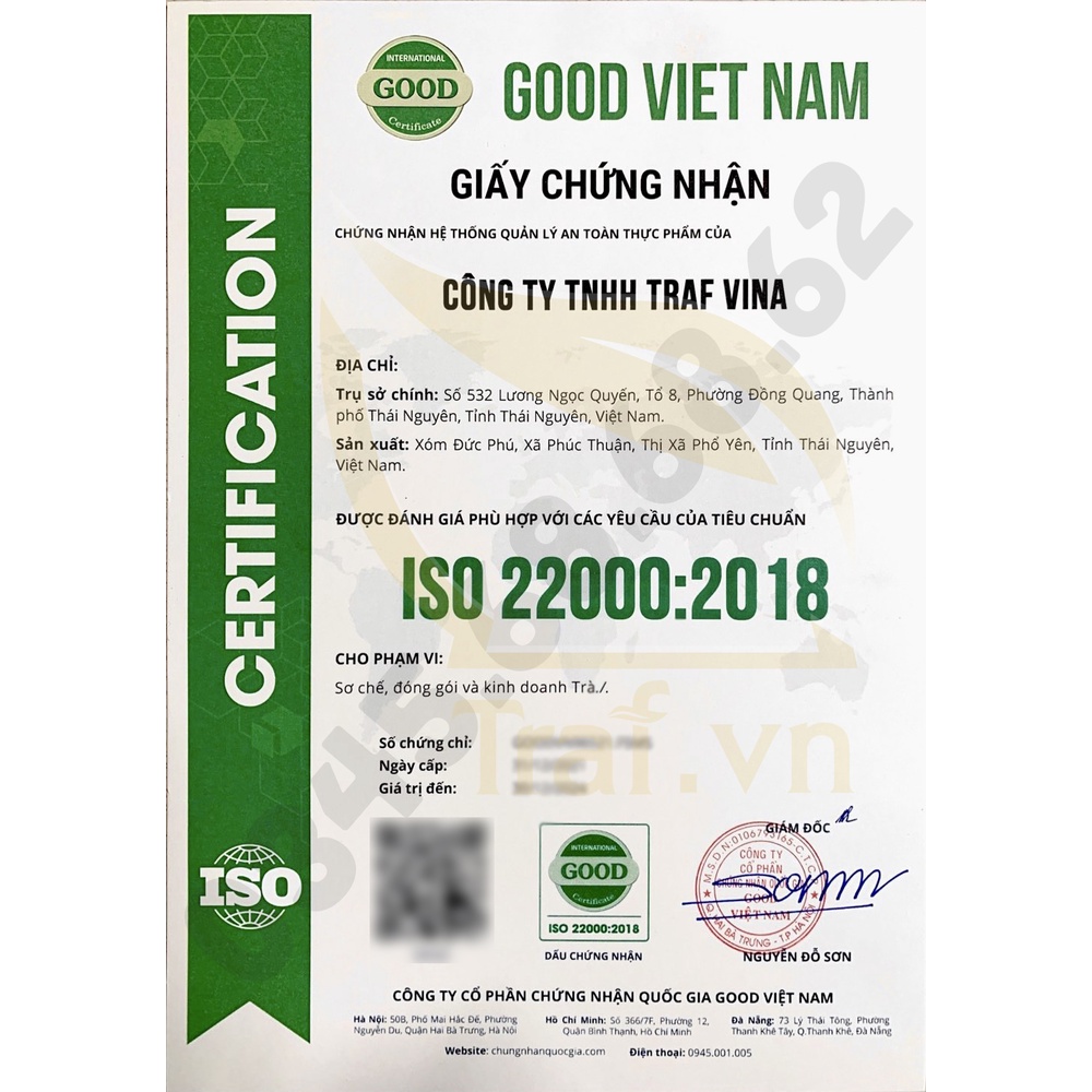 Chè Thái Nguyên VietGAP, Trà Xanh Thái Nguyên, Set Quà Biếu Trà Nõn Tôm Nguyên Vị Plus Traf Vina Set 2 Hộp 250G