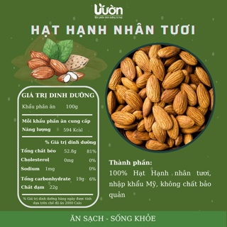 HẠT HẠNH NHÂN TƯƠI LÀM SỮA, NHẬP KHẨU MỸ TÁCH VỎ - VƯỜN ORGANIC 500GR