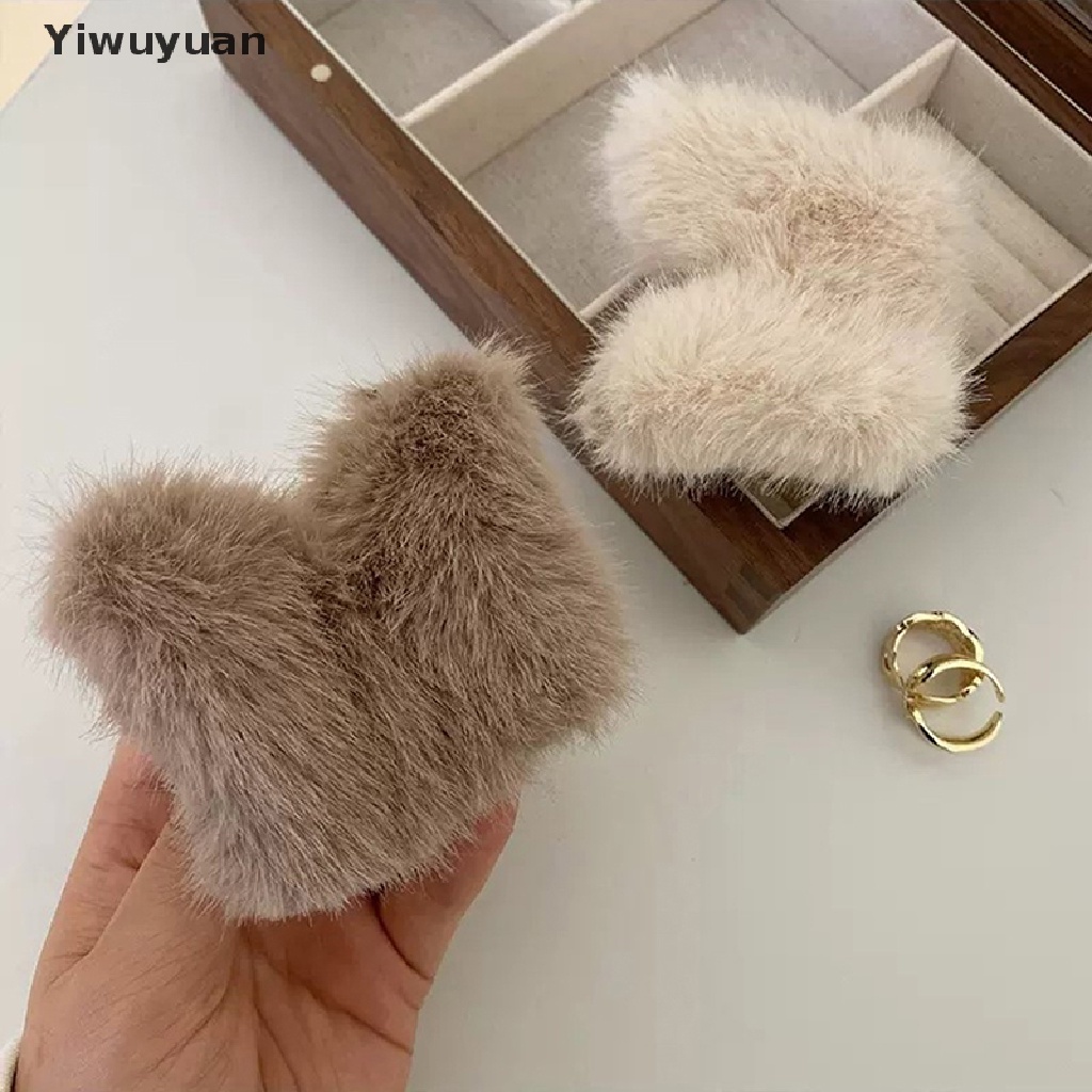 < Yiwuyuan > Kẹp Tóc Đuôi Ngựa Hình Cá Mập Phủ Lông Màu Trơn Thanh Lịch Đơn Giản