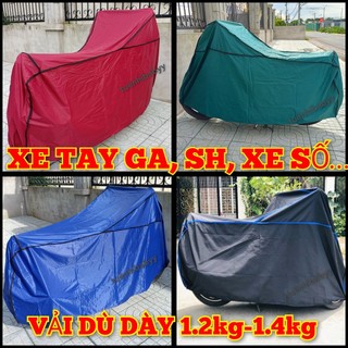 Bạt Phủ - Áo Trùm Xe Máy Cao Cấp Vải Dù Dày 2 Mặt Che Nắng, Mưa Giữ Xe Luôn Như Mới
