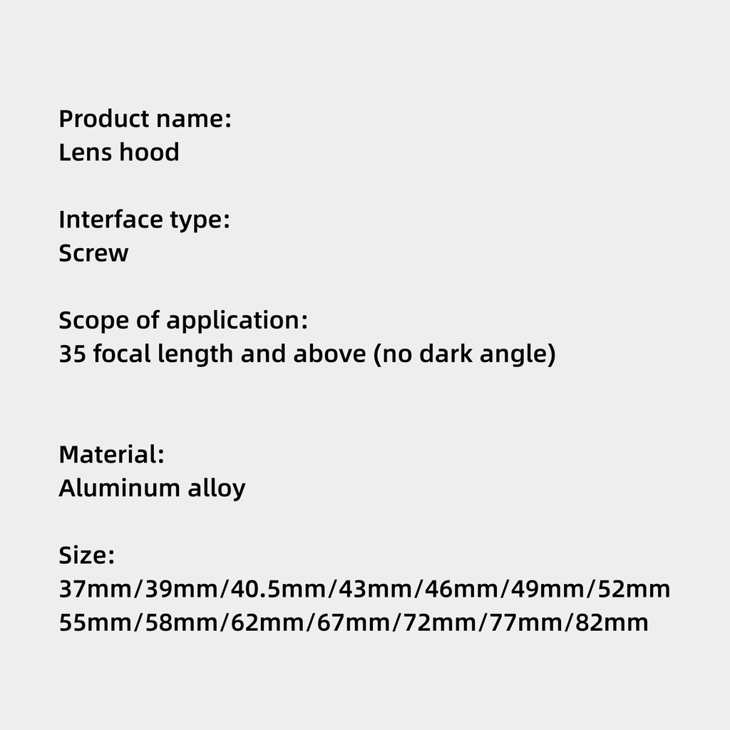 Loa Che Nắng Ống Kính Máy Ảnh 37 39 40.5 43 46 49 52 55 58 62 67 72 77 82mm