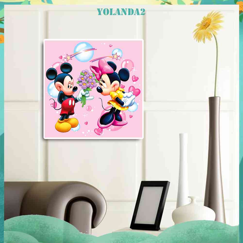 Bộ Tranh Đính Đá Tự Làm Họa Tiết Chuột Mickey Và Minnie Trang Trí Nội Thất