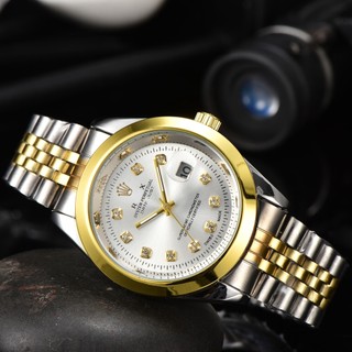 Đồng hồ quartz nam hiển thị ngày 40mm dây thép rlx
