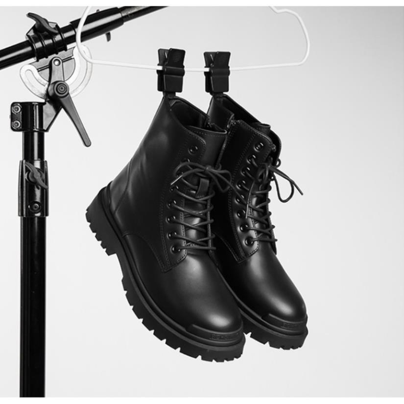 Giày Combat Boots Zip Black, Đế Tăng Chiều Cao, Tăng 3,5cm