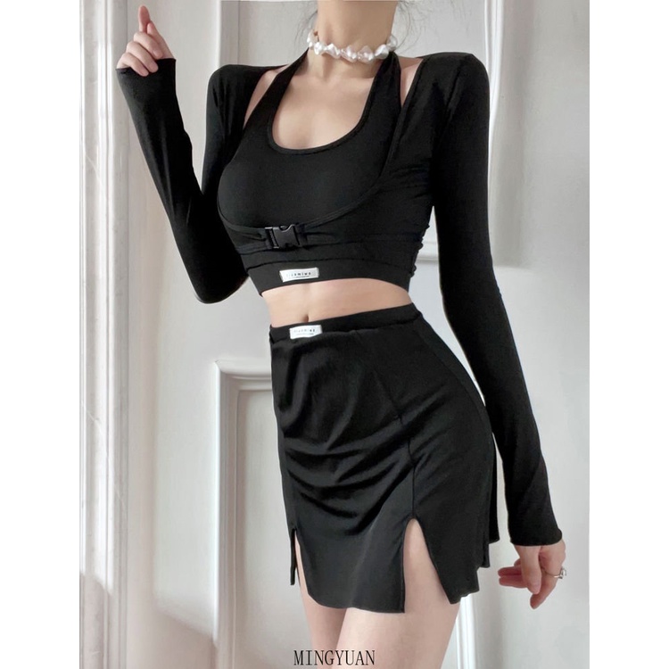 Bộ Đồ Bơi Tay Dài Kín Đáo Mới Năm 2023 Với Váy Xẻ Tà Mỏng Và Che Bụng Cho Nữ Sinh