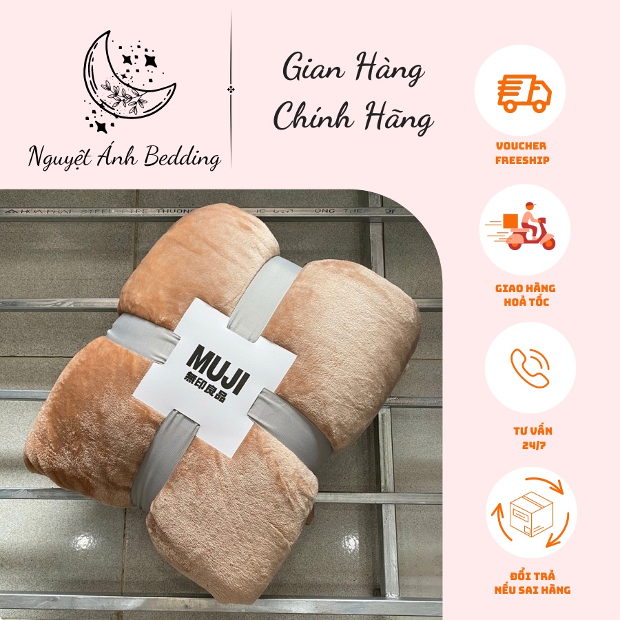 (Hàng sẵn kho)  Chăn lông tuyết MUJI xuất Nhật đủ màu 1,8kg - Hàng loại 1 - Màu Tím hồng