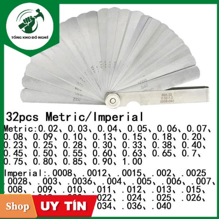 Bộ thước đo khe hở_ Thước lá inox đo khe hở 32 lá 0.02-1mm - thước căn lá _ TKDN