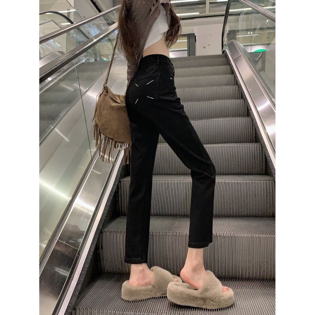 Quần Jean Dài Eo Cao Ống Suông Thời Trang Mùa Xuân Thu 2023 Dành Cho Nữ