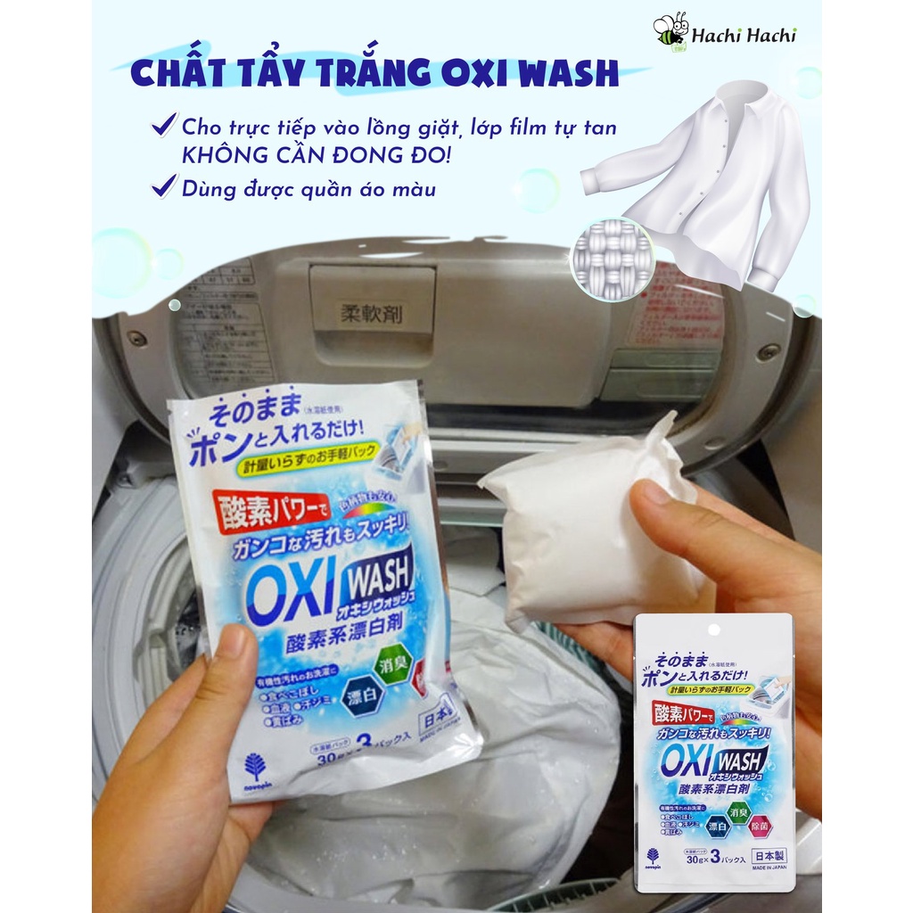 Bột Giặt Tẩy Đa Năng Oxi Wash Novopin S Select Nhật Bản (Set 3 Gói X 30g)