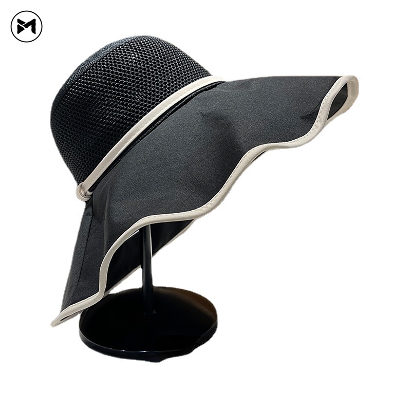 Mũ Tai Bèo Vành Rộng Chống Tia Uv Gấp Gọn Màu Đen