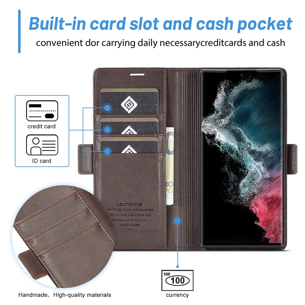 Bao Da Điện Thoại Nắp Lật Từ Tính Có Ngăn Đựng Thẻ Cho Samsung Galaxy S23 S22 Ultra Plus