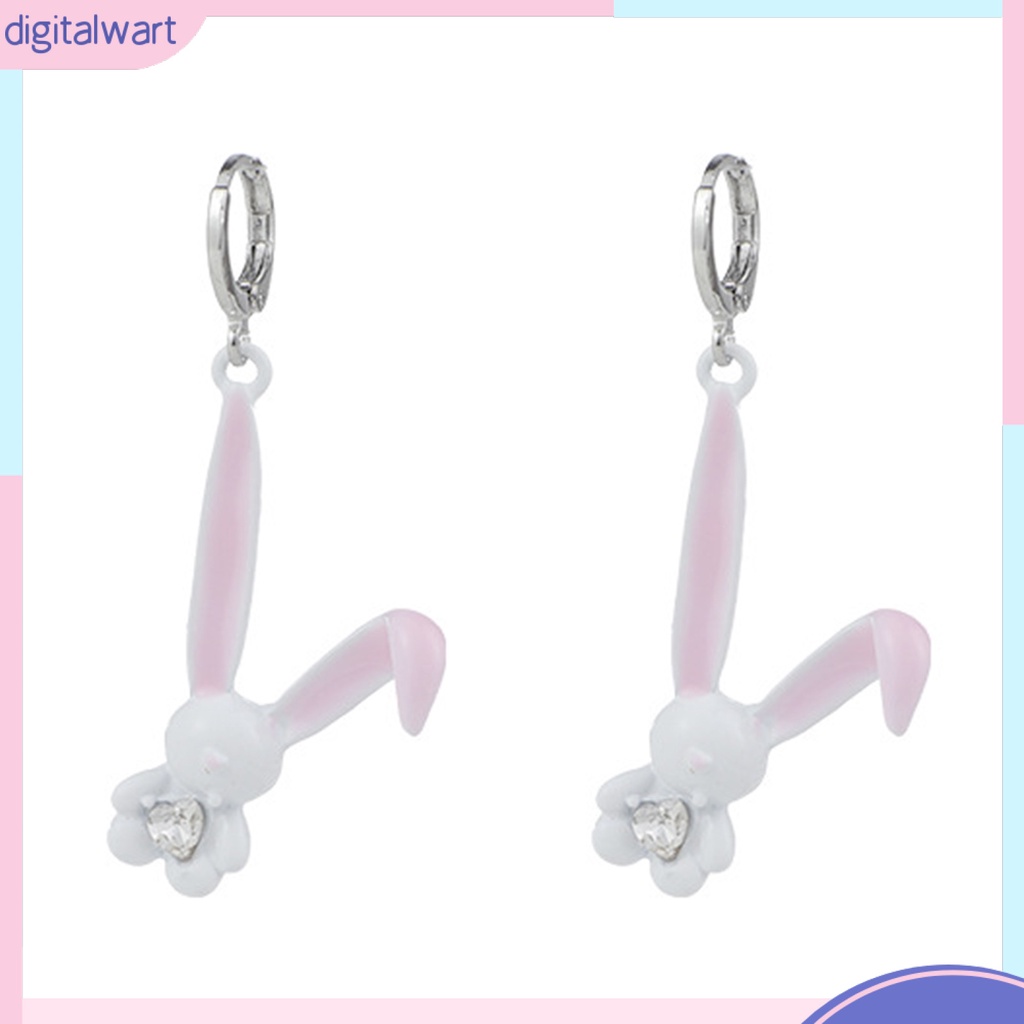 1 Đôi Bông Tai Hình Thỏ Hoạt Hình Đính Đá Ngọt Ngào Phong Cách Hàn Quốc