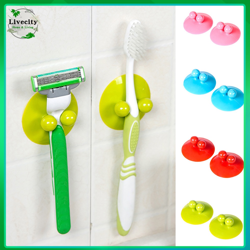 Bộ 2 Giá Đỡ Móc Treo Đồ Dùng Nhà Bếp / Phòng Tắm Có Giác Hút Mạnh Đa Năng