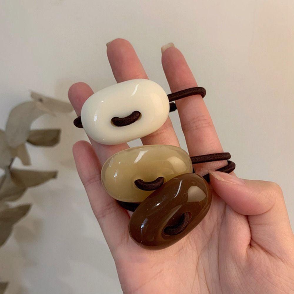 Dây Buộc Tóc Cao Su Màu Đen Họa Tiết Hình Học Đơn Giản Dễ Thương|Dây Cột Tóc Thiết Kế Xinh Xắn Thời Trang Cho Nữ