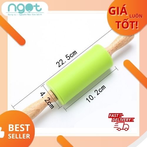Cây Lăn Bột Silicon Có Tay Cầm Gỗ - 3 size