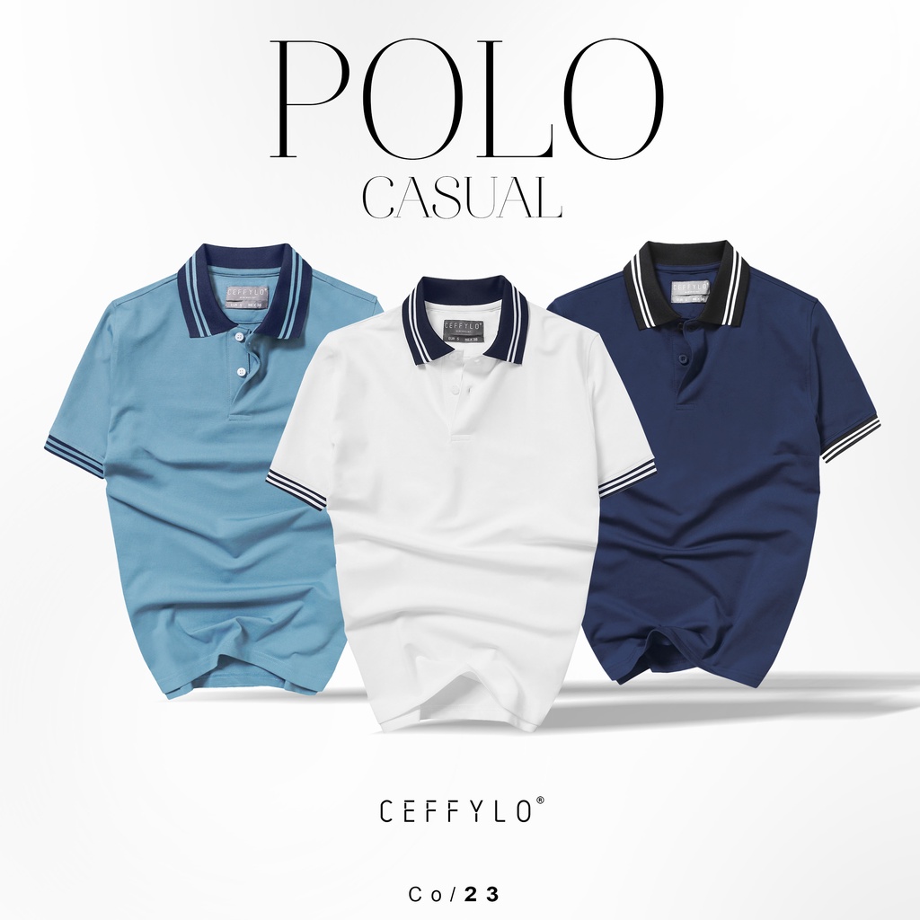 Áo Polo Nam Cộc Tay Phôi Màu Trắng CF, Chất Liệu Cotton ,Trẻ Trung , Thoải mái , Form Slimfit ,Ceffylo