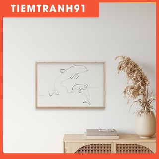 Tranh treo tường | Line art-Dolphin Wall Art, Nursery Printables 105 , tranh canvas giá rẻ