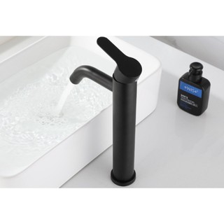 Vòi lavabo nóng lạnh tròn - màu đen dùng cho lavabo đặt bàn