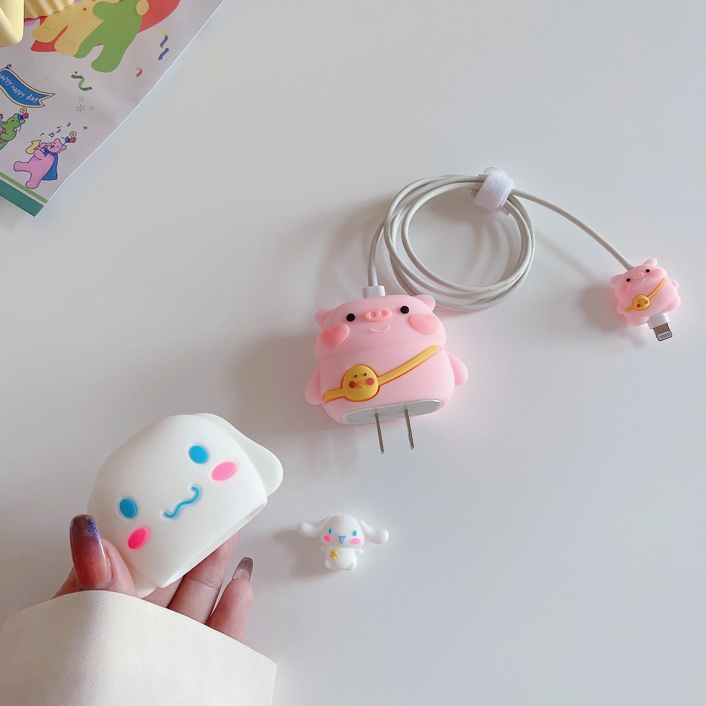 Bộ 2 Món Vỏ Bọc Bảo Vệ Hộp Sạc Tai Nghe Apple iphone 18W / 20 Bằng Silicon Chống Sốc Hình Em Bé 3D Dễ Thương