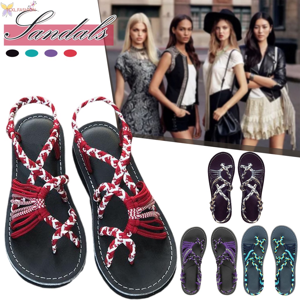 Xăng đan Đế Bệt Quai Chéo Thắt Nút Thời Trang Mùa Hè Cho Nữ