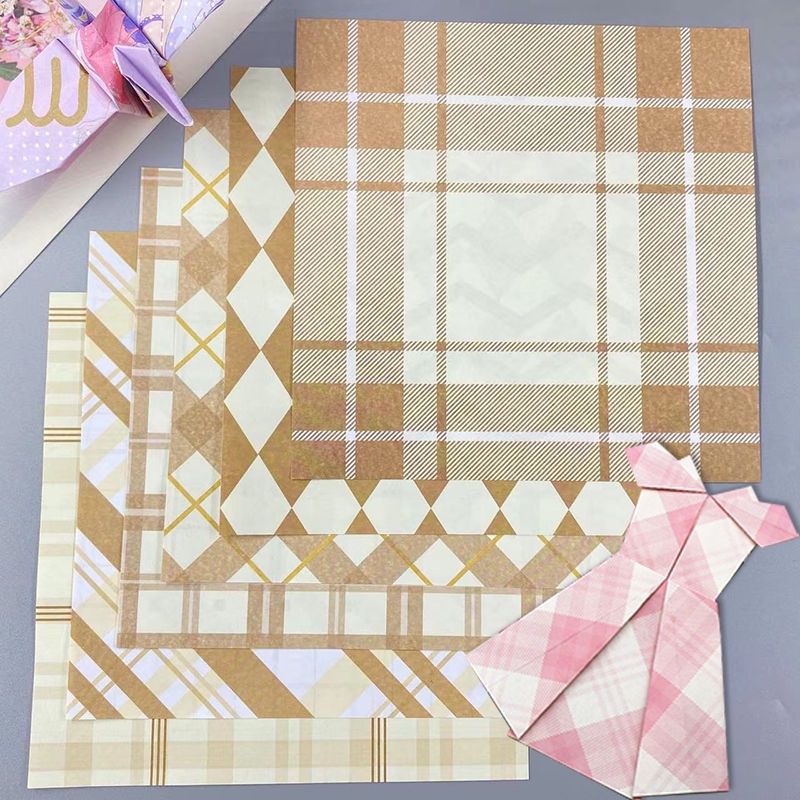 Giấy Xếp Hình origami Sọc Ca Rô Hai Mặt 15cm Nhiều Màu Sắc