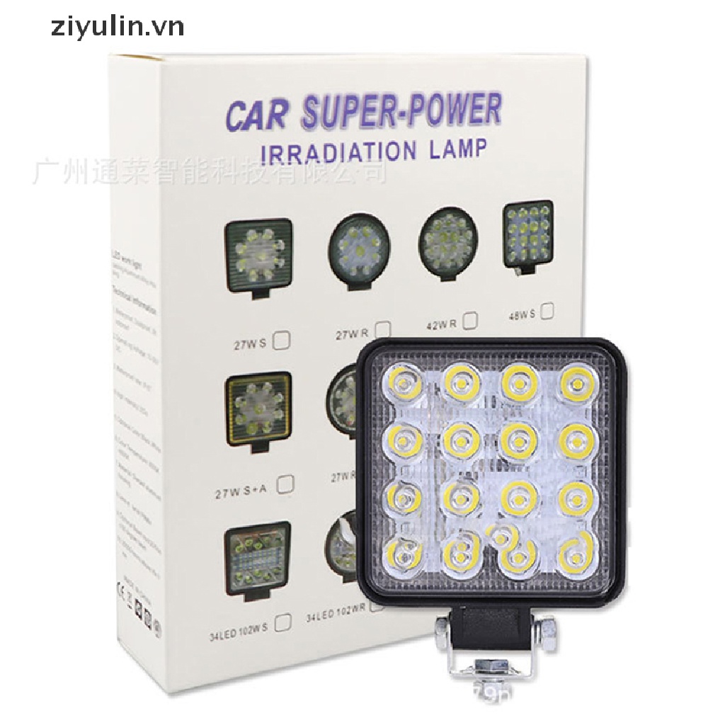 Đèn Pha LED Hình Vuông ziyulin 48W Chuyên Dụng Cho Xe Hơi Xe Tải