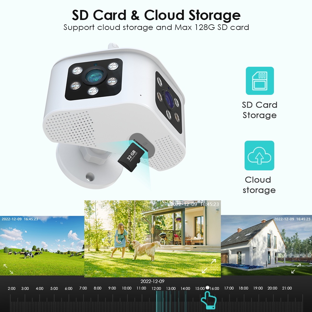 LLSEE Camera 2 mắt wifi không dây ngoài trời 4K/góc rộng 8.0mpx ultra HD tiêu chuẩn 180 độ/có màu ban đêm/gọi hai chiều