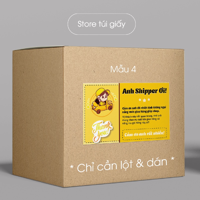 Tem cảm ơn anh shipper, phong cách cute, có sẵn keo, chỉ cần lột và dán - Set 20 tem - TUIGIAY.STORE