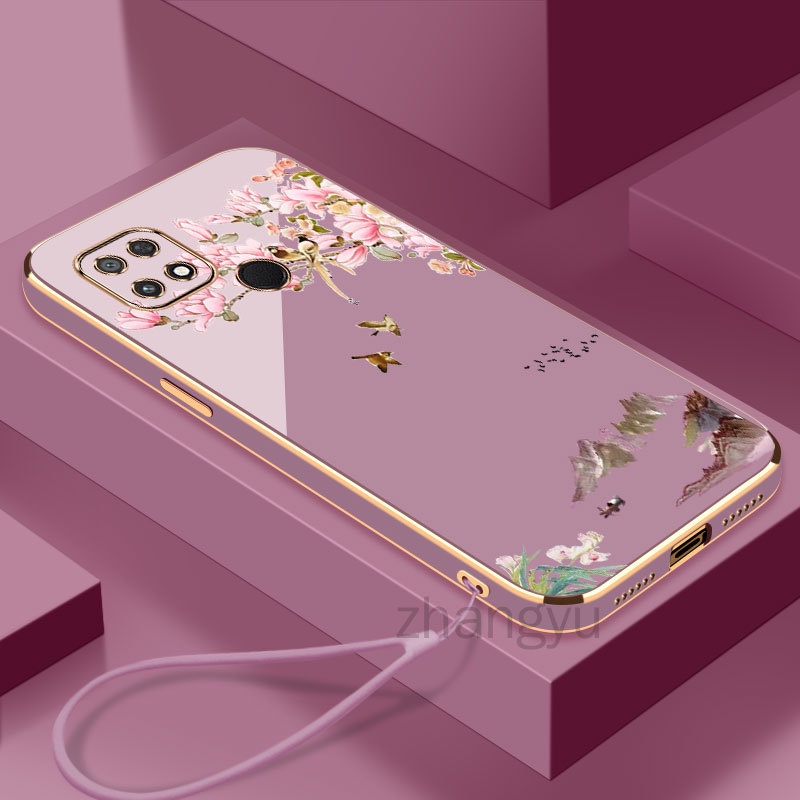 ốp lưng POCO C40 POCO X4 PRO 5G Chim nhỏ Tranh sơn thủyTrường hợp điện thoại Siêu mỏng mạ điện chống sốc trường hợp điện thoại POCO C40 POCO X4 PRO 5G