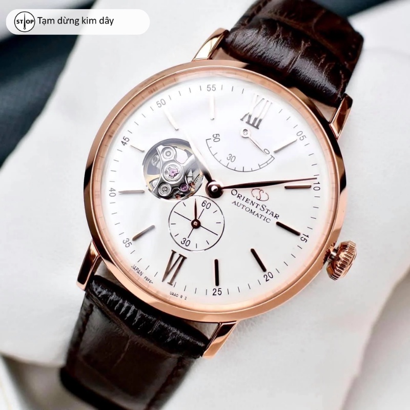 Đồng hồ cơ nam Orient Star Watch Classic Skeleton RE-AV000 thiết kế lộ máy tích cót 50 tiếng dây da đeo tay chính hãng