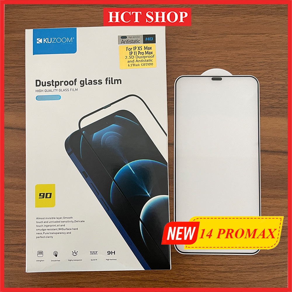 Siêu kính cường lực KUZOOM độ cứng 9H, chống mẻ viền, ngăn bụi màng loa cho iPhone