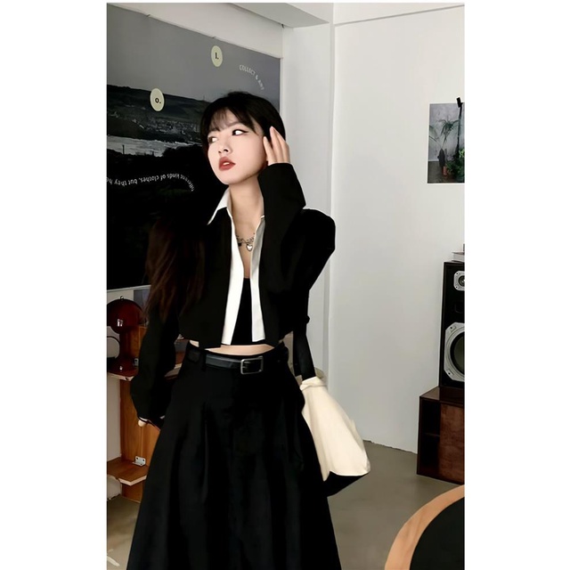 Bộ Áo Khoác Vest + Chân Váy Xếp Ly Lưng Cao Thời Trang Xuân Thu 2023