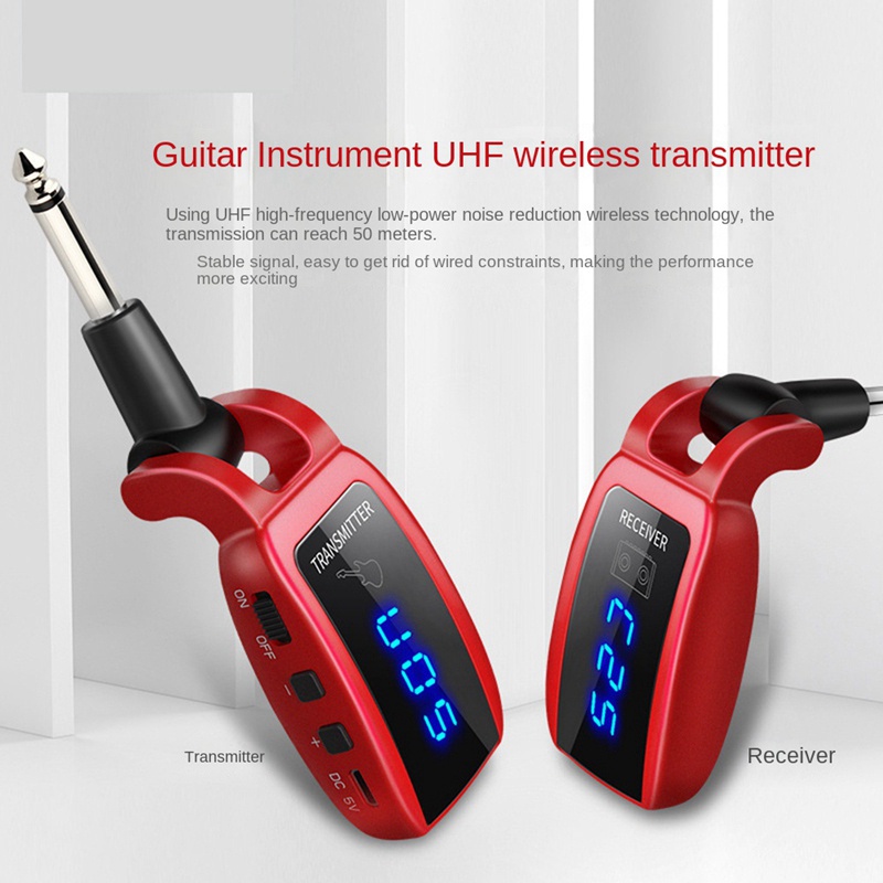 Thiết Bị Truyền Nhận Tín Hiệu Đàn Guitar Điện Không Dây Cổng Sạc USB Màn Hình LED UHF