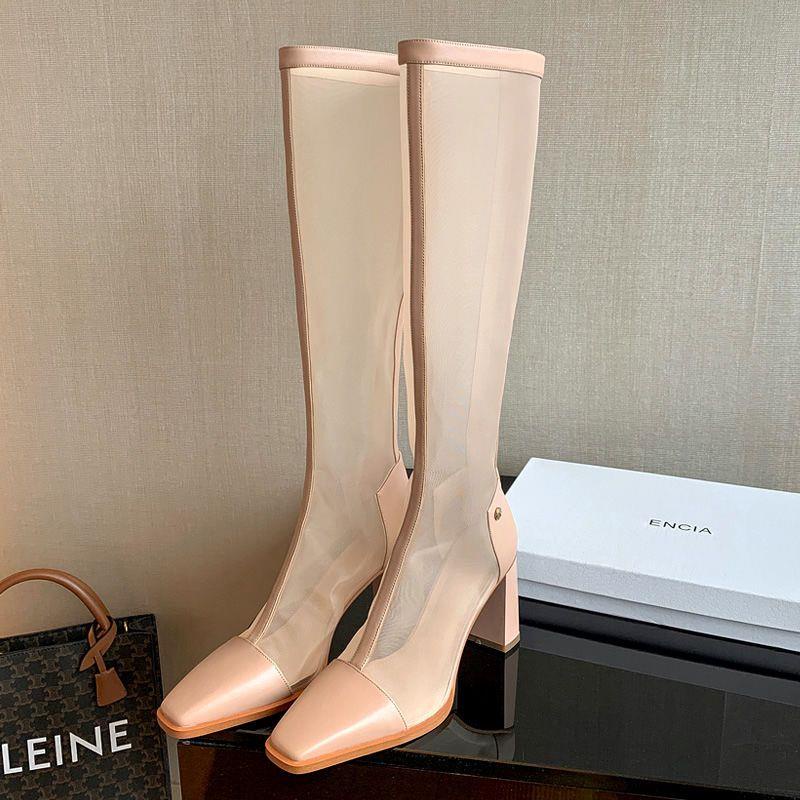 Giày Bốt Cao Gót Phối Lưới Mỏng Thời Trang Mùa Hè Cho Nữ