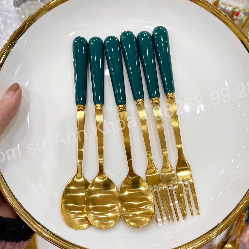 Thìa dĩa chuôi sứ cho gia đình decor  trang trí bàn ăn siêu đáng yêu