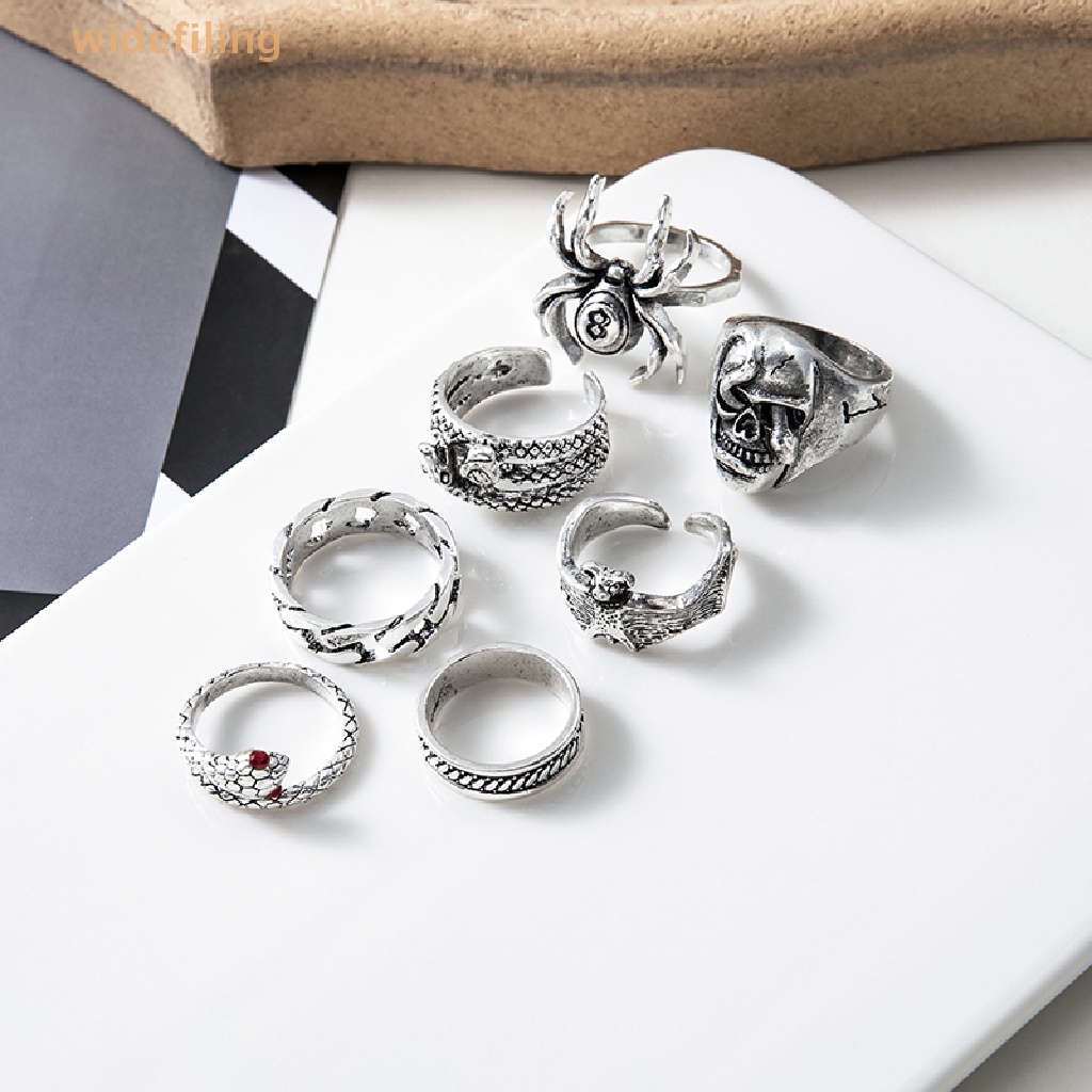 Set 7 Nhẫn Đeo Tay Phong Cách Gothic Thời Trang Cho Nam Và Nữ