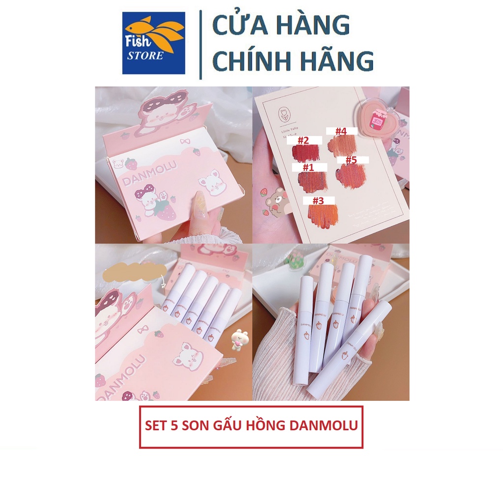 Set 5 Cây Son Gấu Hồng DANMOLU Nội Địa Trung