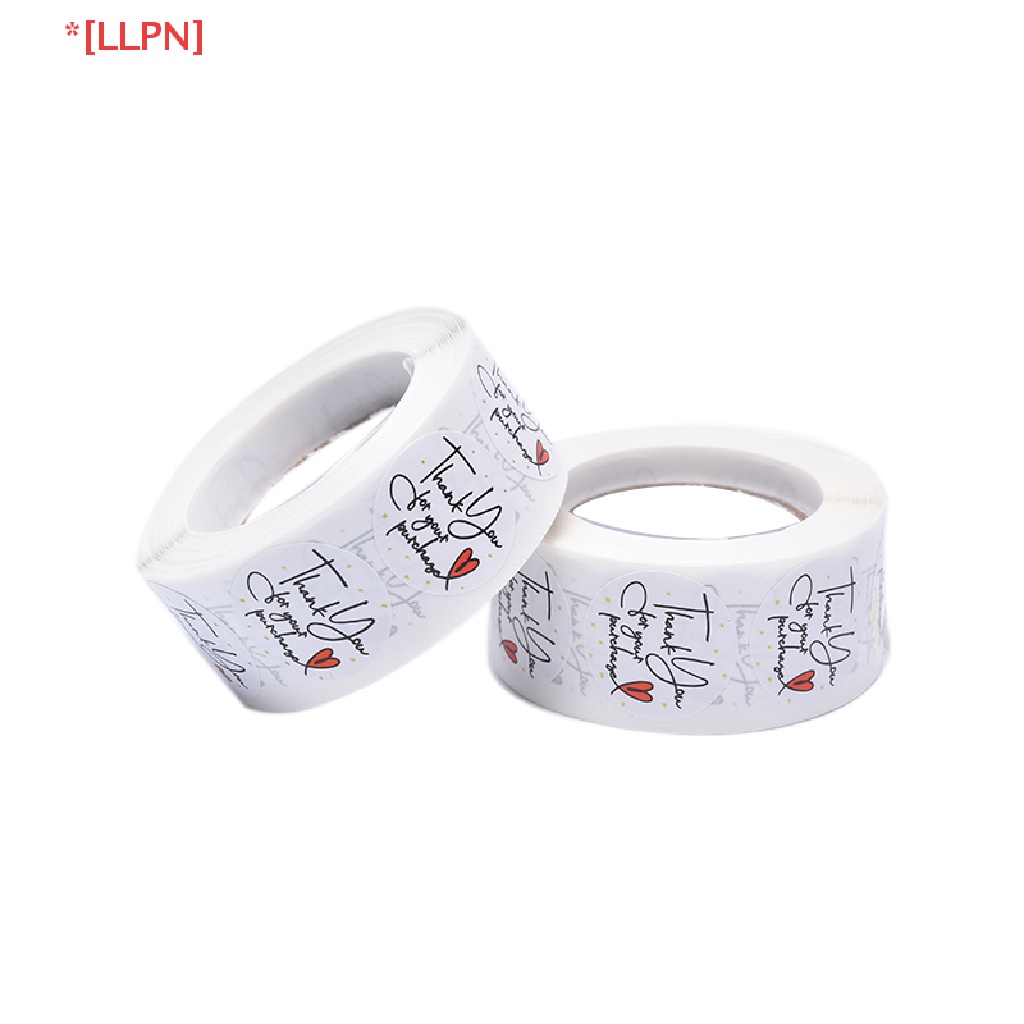 Set 500 Miếng Dán Niêm Phong Bao Bì Thư Hình Tròn / Trái Tim In Chữ Thank You Độc Đáo