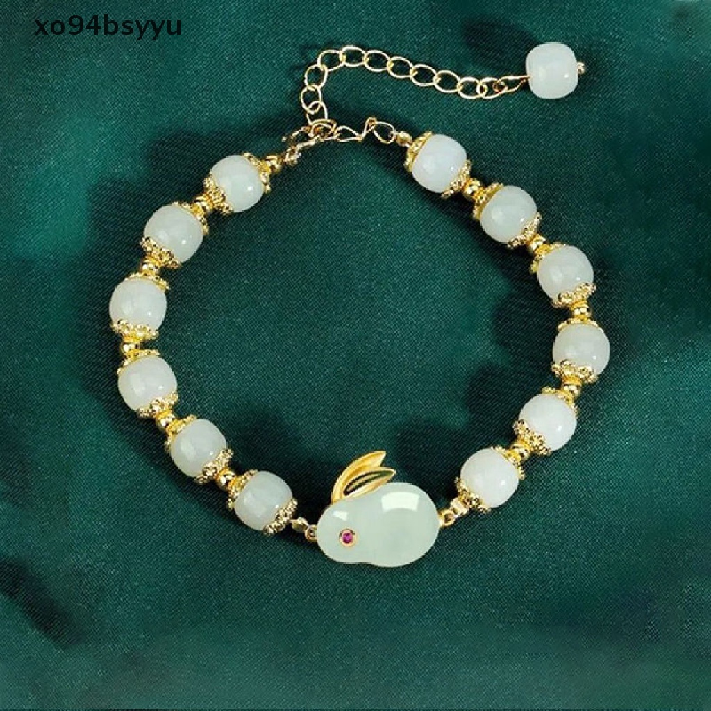 Vòng Tay xo94bsyyu Mặt Hình Thỏ Hetian Đính Đá Ngọc Bích Dễ Thương Thời Trang Cho Nữ