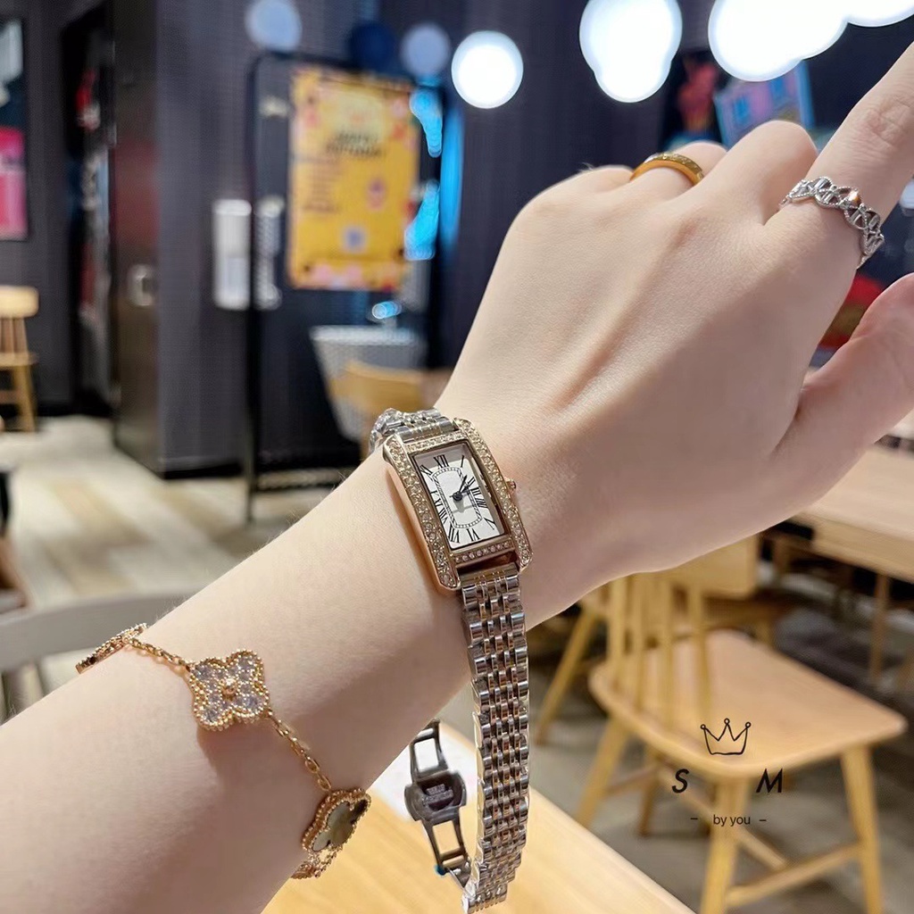 Đồng Hồ Đeo Tay Cter Tank Amricaine Mặt Nhỏ Tinh Tế 19mm Cho Nữ