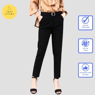 [HÀNG CAO CẤP] Quần baggy nữ Eris đai bụng cạp cao vải âu cao cấp phong cách công sở đi học màu đen