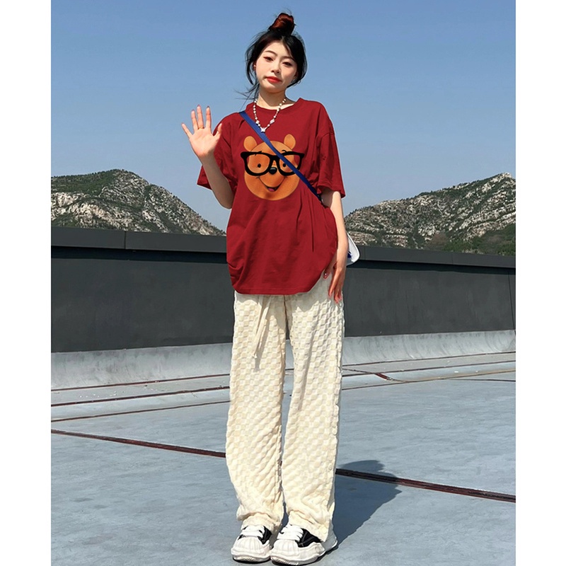 NRVP Áo Thun 100% Cotton Tay Ngắn Dáng Suông In Họa Tiết Hoạt Hình Thời Trang Unisex Size 5XL