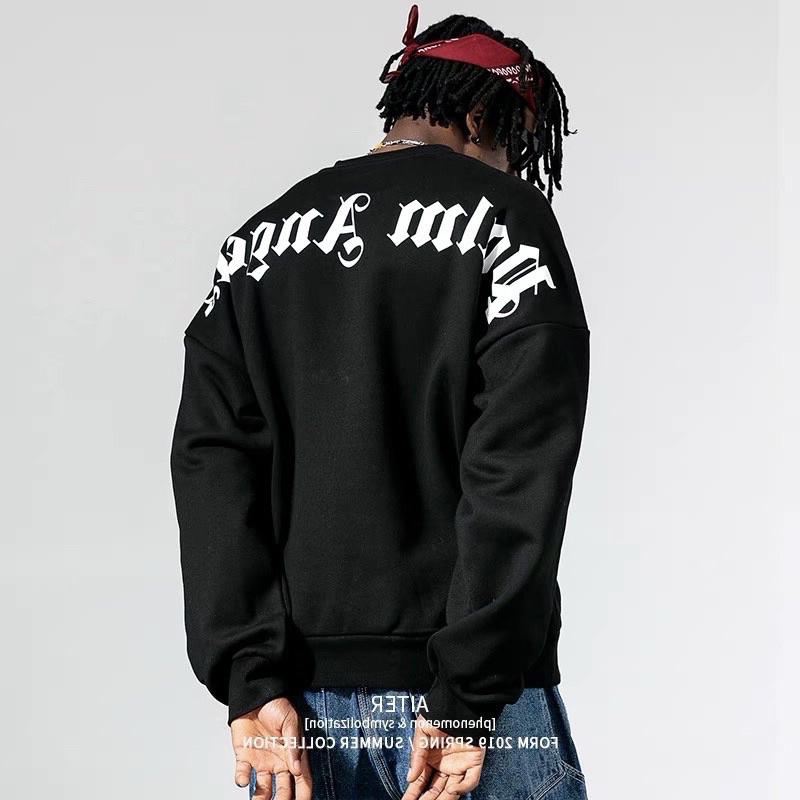 Áo nỉ bông cổ tròn dài tay in chữ pam angels to sau lưng ht