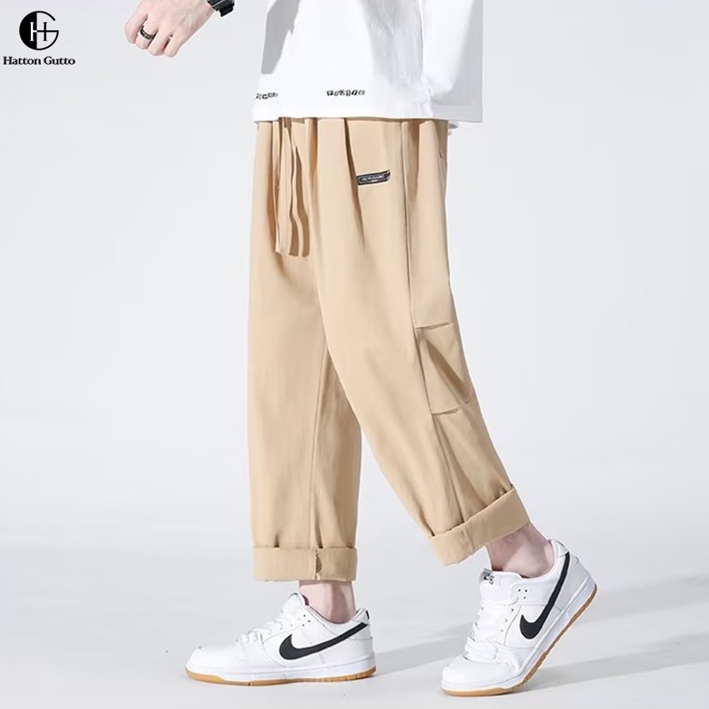 Hattongutto COD Quần ống rộng Mỏng Co Giãn Thời Trang Mùa Hè Cho Nam