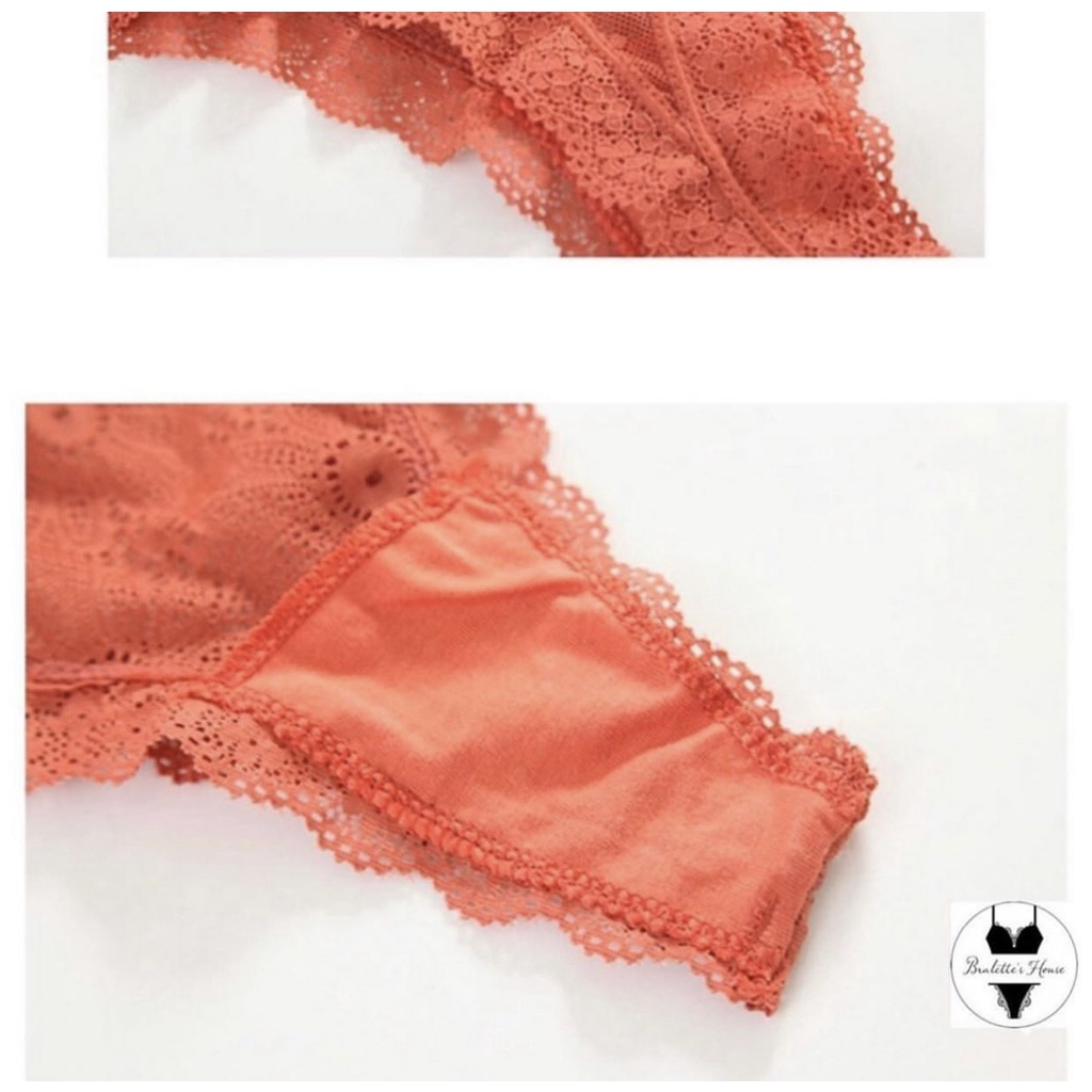Q391 Carrot thong Quần lót lọt khe nữ ren mềm đính nơ phong cách dễ thương thoáng mát Braletteshousevn