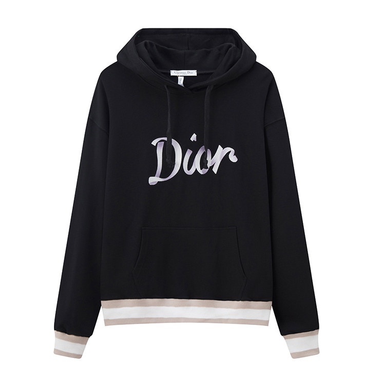 Áo Hoodie DIOR Thêu Chữ Phối Dây Ruy Băng Thời Trang Cho Cặp Đôi