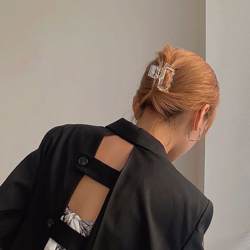 Kẹp tóc nhựa gắp vuông vintage phong cách Hàn Quốc