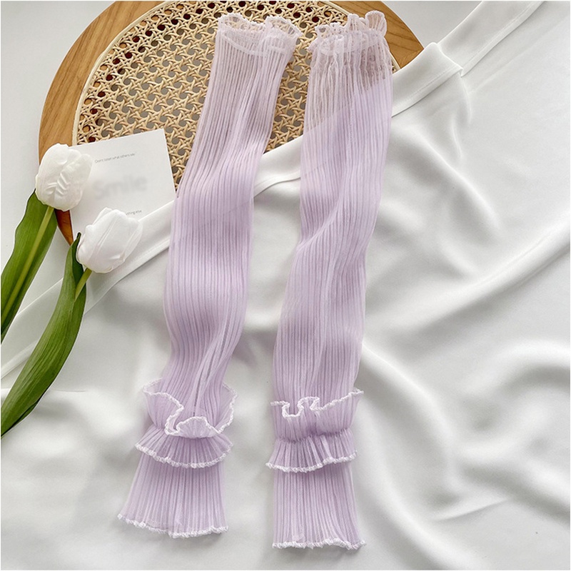 Găng Cánh Tay Dài Phối Ren Lưới Thời Trang Mùa Hè Thoáng Mát Sự Bảo Vệ